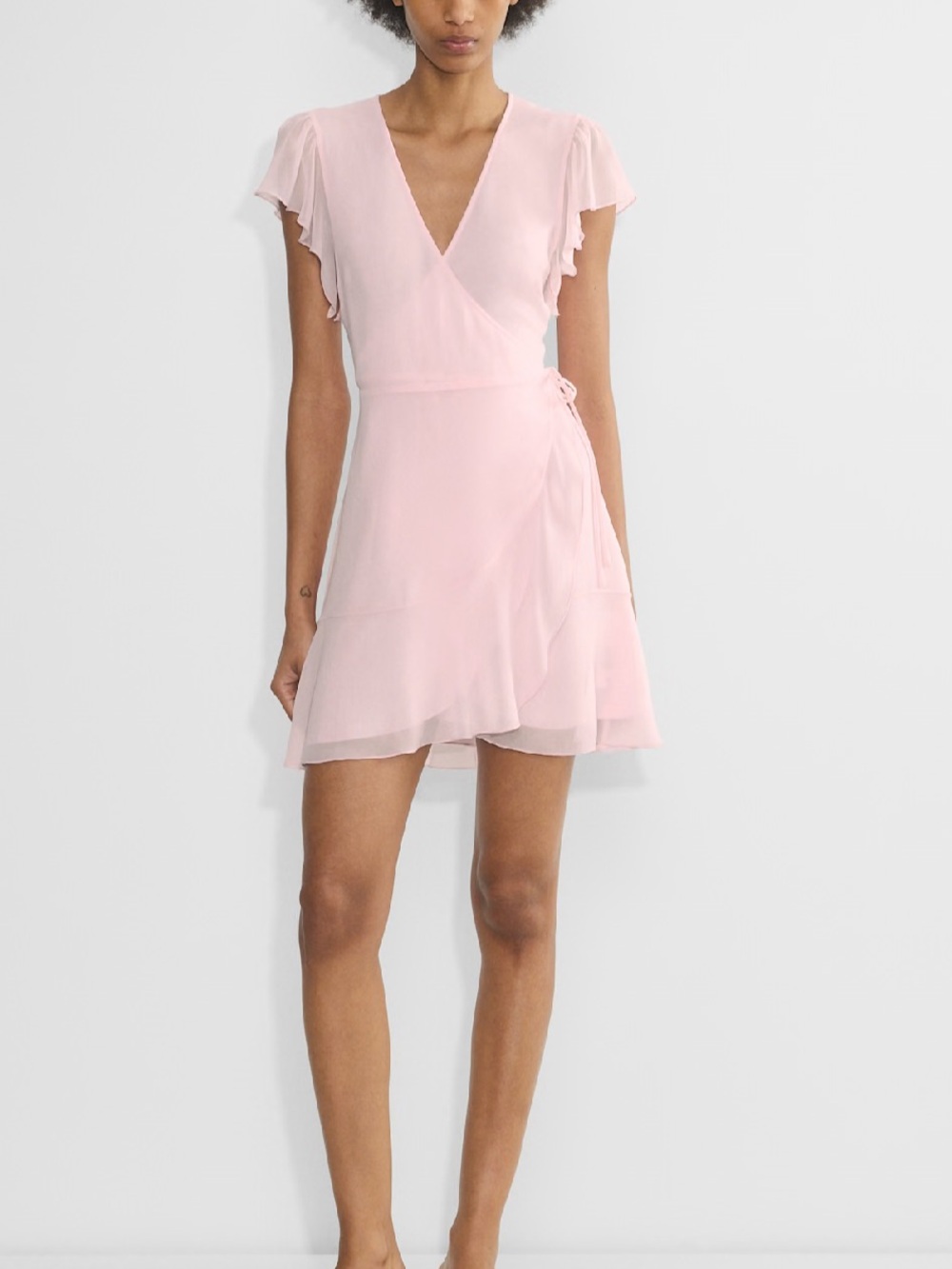 Aritzia Pink Wrap Mini Dress